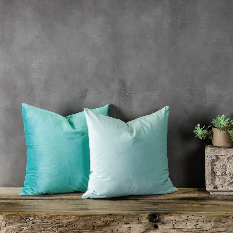 QUAFOO Mist Soft Velvet Throw Pillow Covers 18x18 inch Set of 2 for Sofa Couch Bed Living Room Decorative Luxury Solid Square Cushion Covers Case with Zipper - Image 3